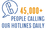 45,000 people caling our hotlines daily